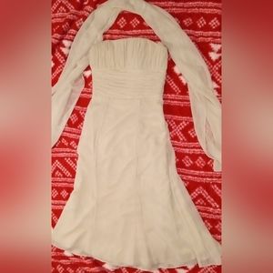 Chiffon Bridesmaid Dress-Cream-Size 0